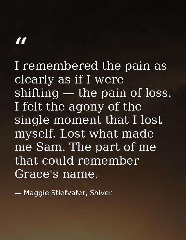 I remembered the pain as clearly as if I were shifting — the pain of loss. I felt the agony of the single moment that I  — Maggie Stiefvater, Shiver