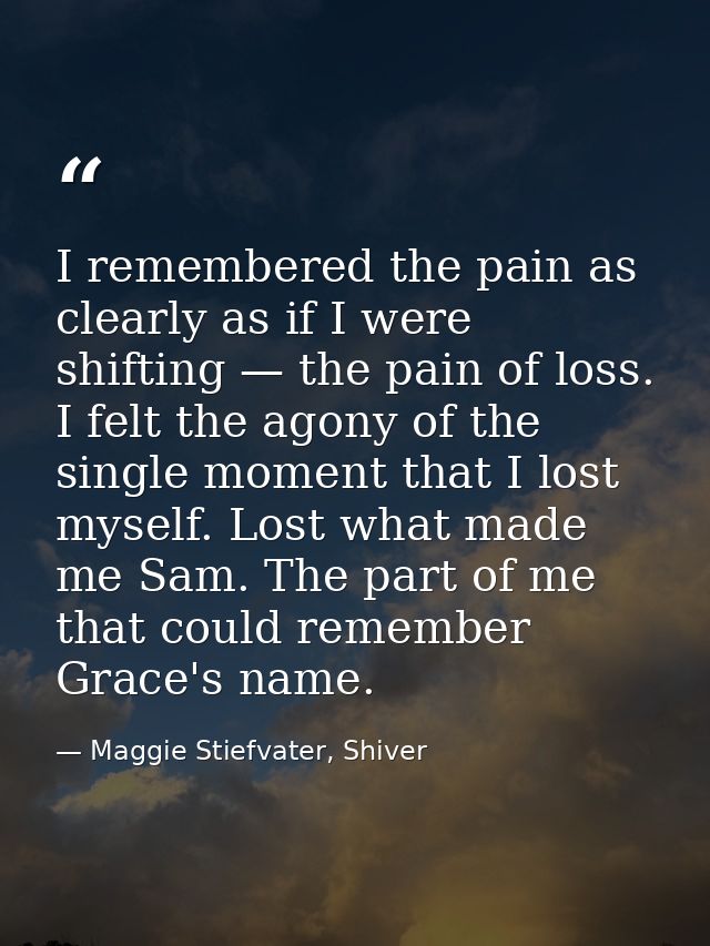 I remembered the pain as clearly as if I were shifting — the pain of loss. I felt the agony of the single moment that I  — Maggie Stiefvater, Shiver