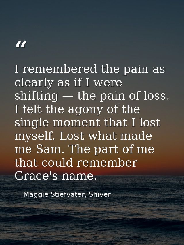 I remembered the pain as clearly as if I were shifting — the pain of loss. I felt the agony of the single moment that I  — Maggie Stiefvater, Shiver