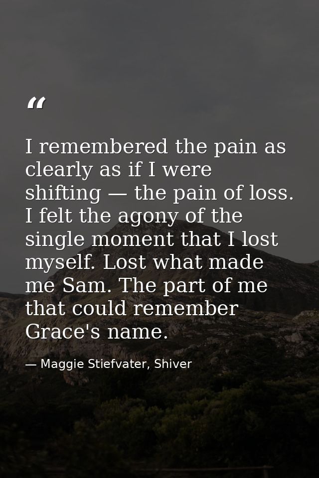 I remembered the pain as clearly as if I were shifting — the pain of loss. I felt the agony of the single moment that I  — Maggie Stiefvater, Shiver