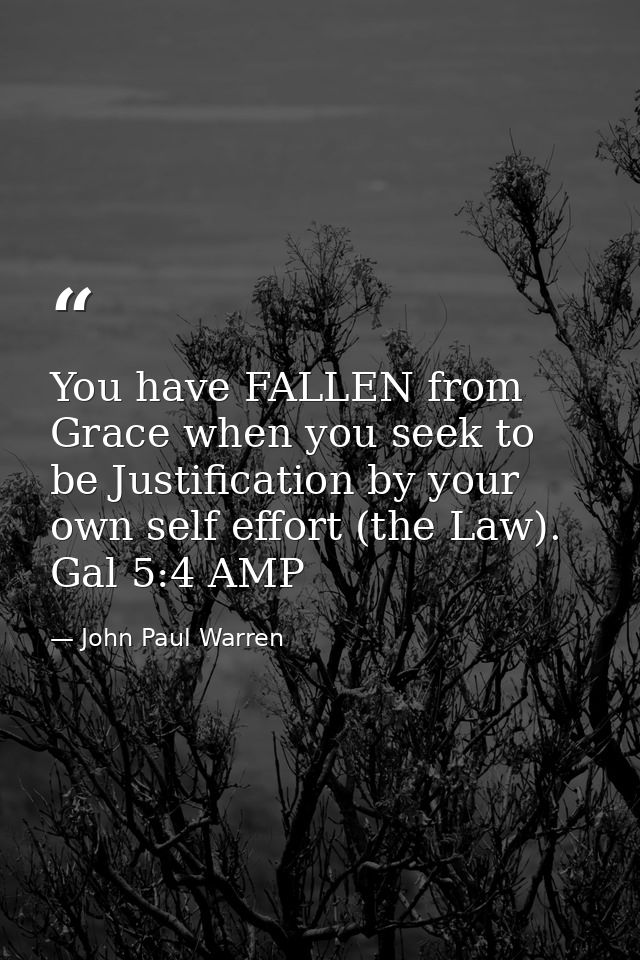You have FALLEN from Grace when you seek to be Justification by your own self effort (the Law). Gal 5:4 AMP — John Paul Warren