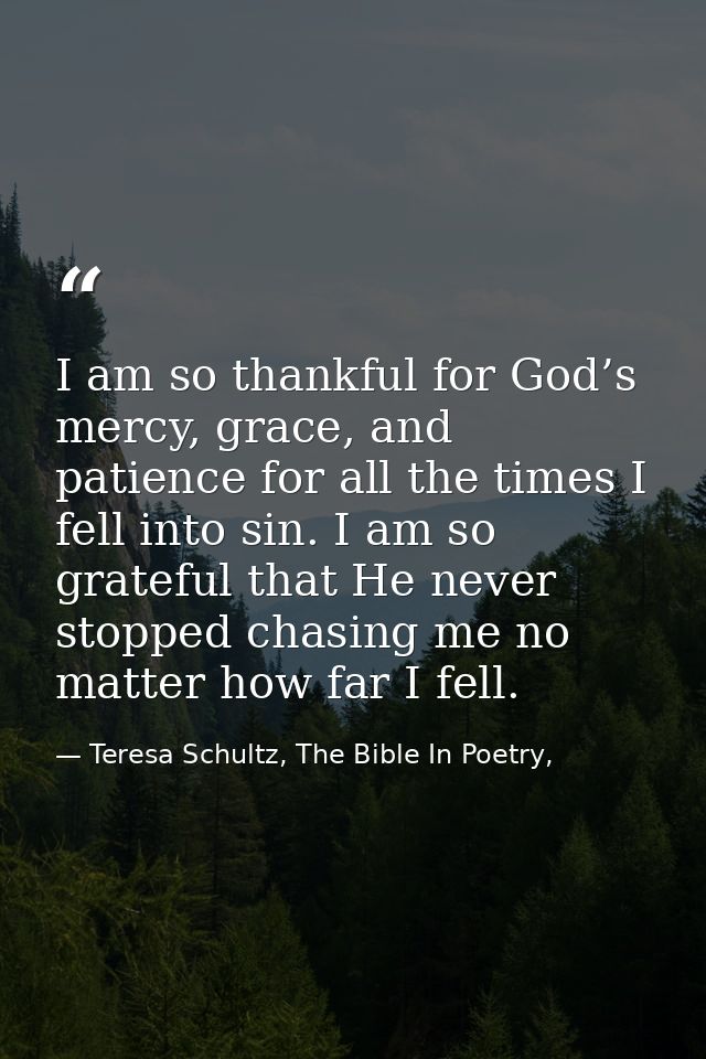 I am so thankful for God’s mercy, grace, and patience for all the times I fell into sin. I am so grateful that He never  — Teresa Schultz, The Bible In Poetry,