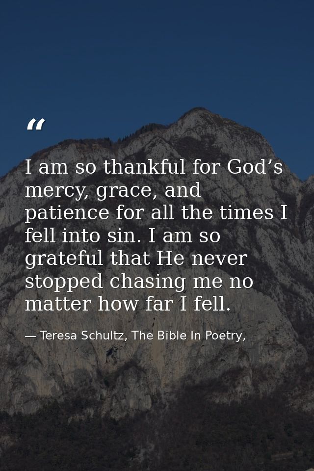 I am so thankful for God’s mercy, grace, and patience for all the times I fell into sin. I am so grateful that He never  — Teresa Schultz, The Bible In Poetry,