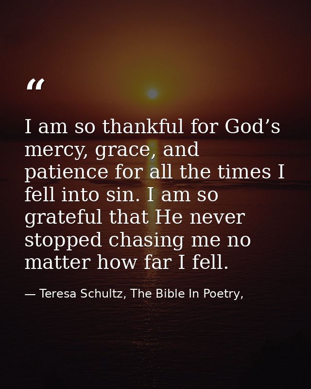 I am so thankful for God’s mercy, grace, and patience for all the times I fell into sin. I am so grateful that He never  — Teresa Schultz, The Bible In Poetry,