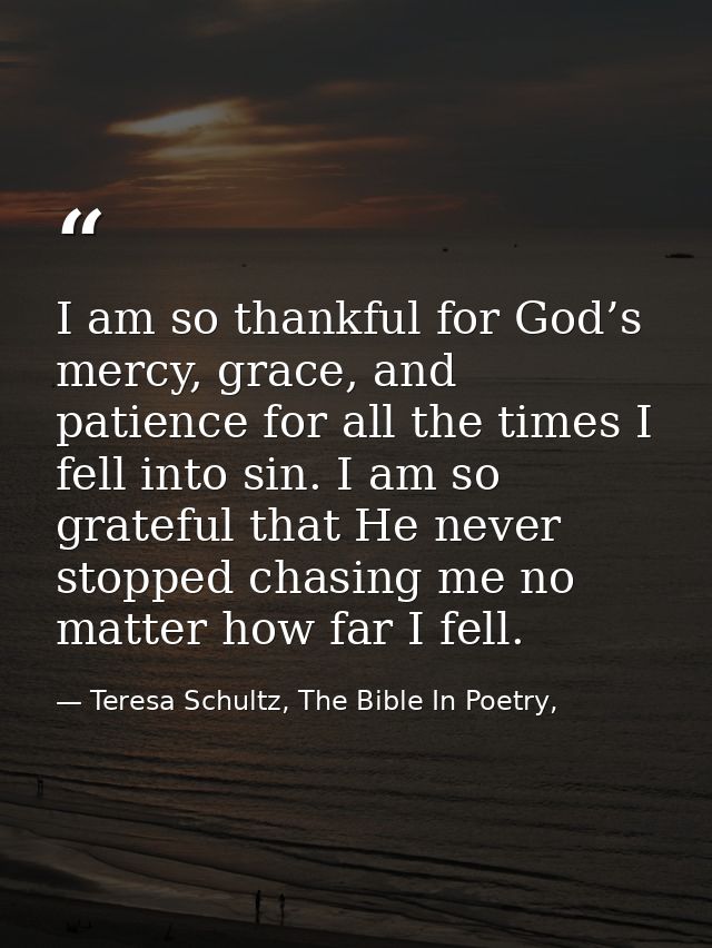 I am so thankful for God’s mercy, grace, and patience for all the times I fell into sin. I am so grateful that He never  — Teresa Schultz, The Bible In Poetry,