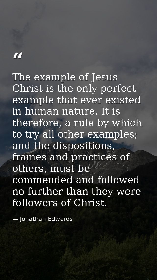 The example of Jesus Christ is the only perfect example that ever existed in human nature. It is therefore, a rule by wh — Jonathan Edwards