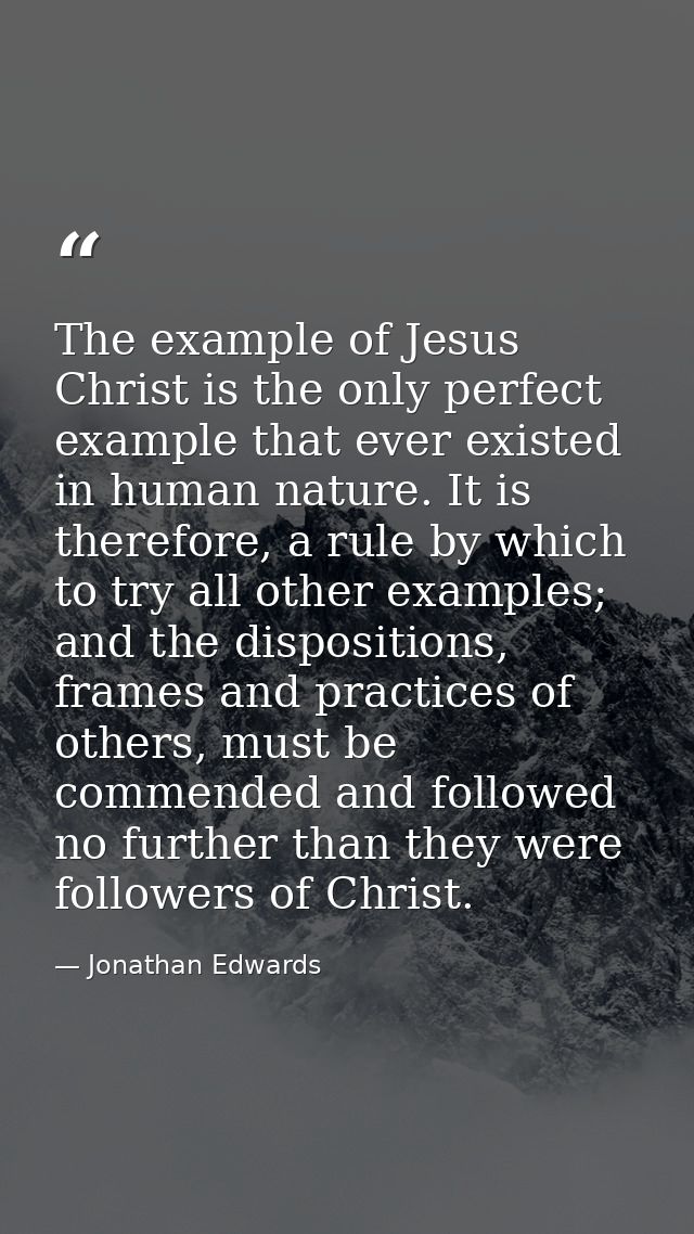 The example of Jesus Christ is the only perfect example that ever existed in human nature. It is therefore, a rule by wh — Jonathan Edwards