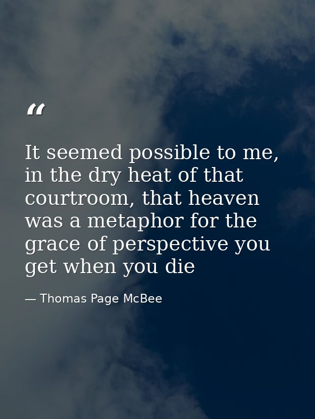 It seemed possible to me, in the dry heat of that courtroom, that heaven was a metaphor for the grace of perspective you — Thomas Page McBee