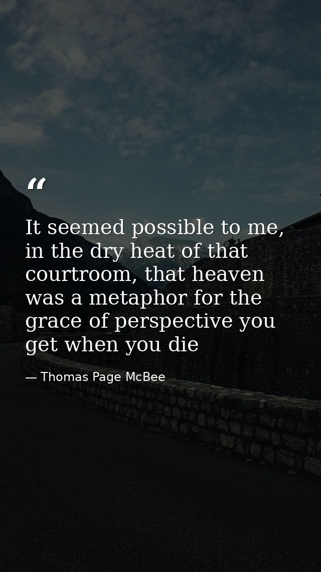 It seemed possible to me, in the dry heat of that courtroom, that heaven was a metaphor for the grace of perspective you — Thomas Page McBee