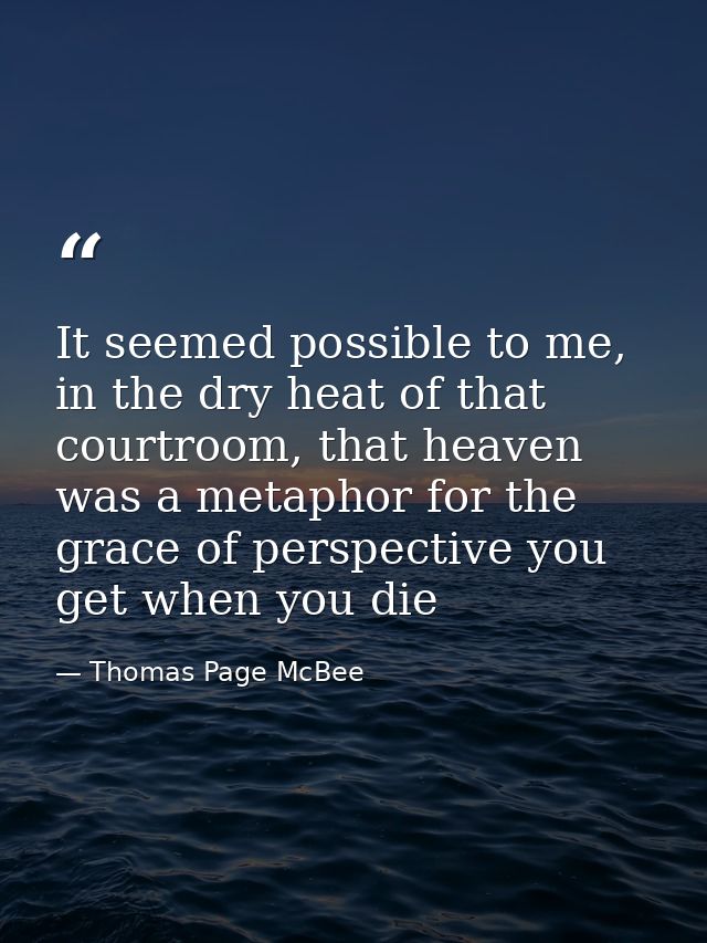 It seemed possible to me, in the dry heat of that courtroom, that heaven was a metaphor for the grace of perspective you — Thomas Page McBee