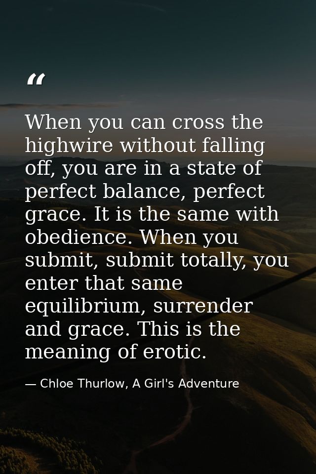 When you can cross the highwire without falling off, you are in a state of perfect balance, perfect grace. It is the sam — Chloe Thurlow, A Girl's Adventure