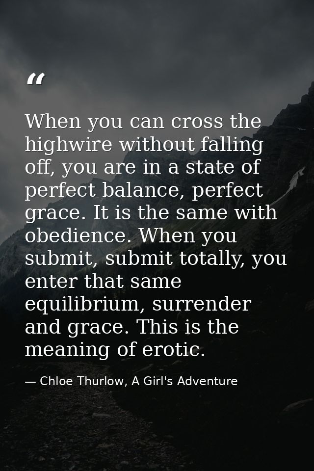 When you can cross the highwire without falling off, you are in a state of perfect balance, perfect grace. It is the sam — Chloe Thurlow, A Girl's Adventure
