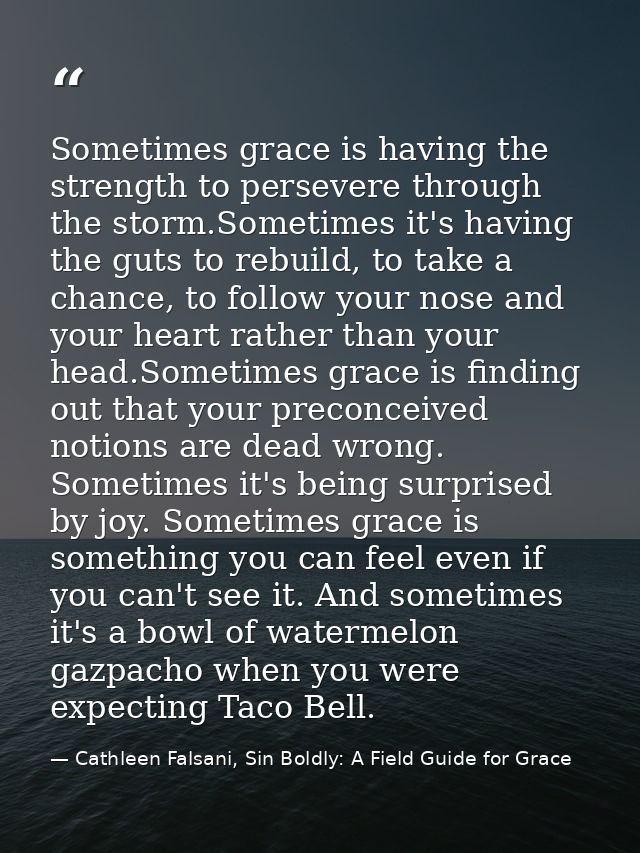 Sometimes grace is having the strength to persevere through the storm.Sometimes it's having the guts to rebuild, to take — Cathleen Falsani, Sin Boldly: A Field Guide for Grace