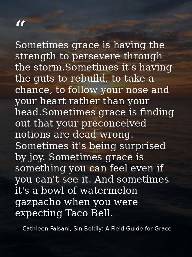 Sometimes grace is having the strength to persevere through the storm.Sometimes it's having the guts to rebuild, to take — Cathleen Falsani, Sin Boldly: A Field Guide for Grace