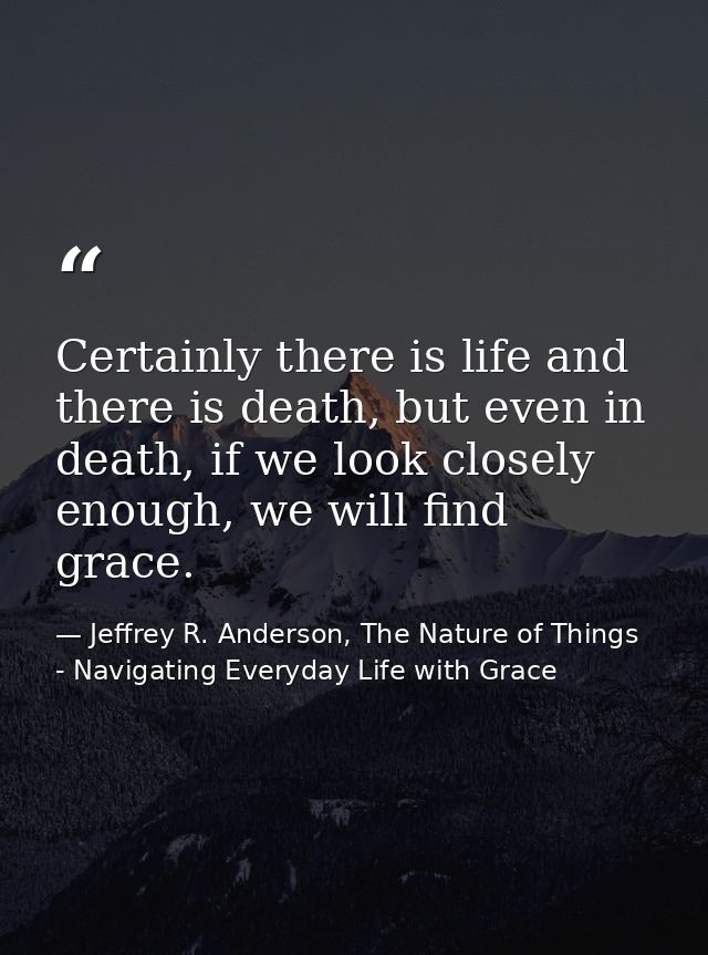 Certainly there is life and there is death, but even in death, if we look closely enough, we will find grace. — Jeffrey R. Anderson, The Nature of Things - Navigating Everyday Life with Grace