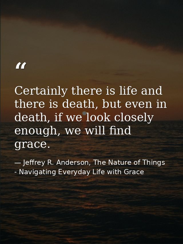 Certainly there is life and there is death, but even in death, if we look closely enough, we will find grace. — Jeffrey R. Anderson, The Nature of Things - Navigating Everyday Life with Grace