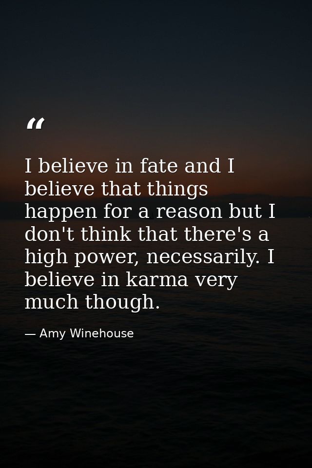 I believe in fate and I believe that things happen for a reason but I don't think that there's a high power, necessarily — Amy Winehouse
