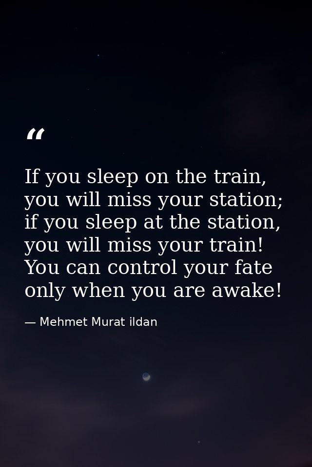 If you sleep on the train, you will miss your station; if you sleep at the station, you will miss your train! You can co — Mehmet Murat ildan