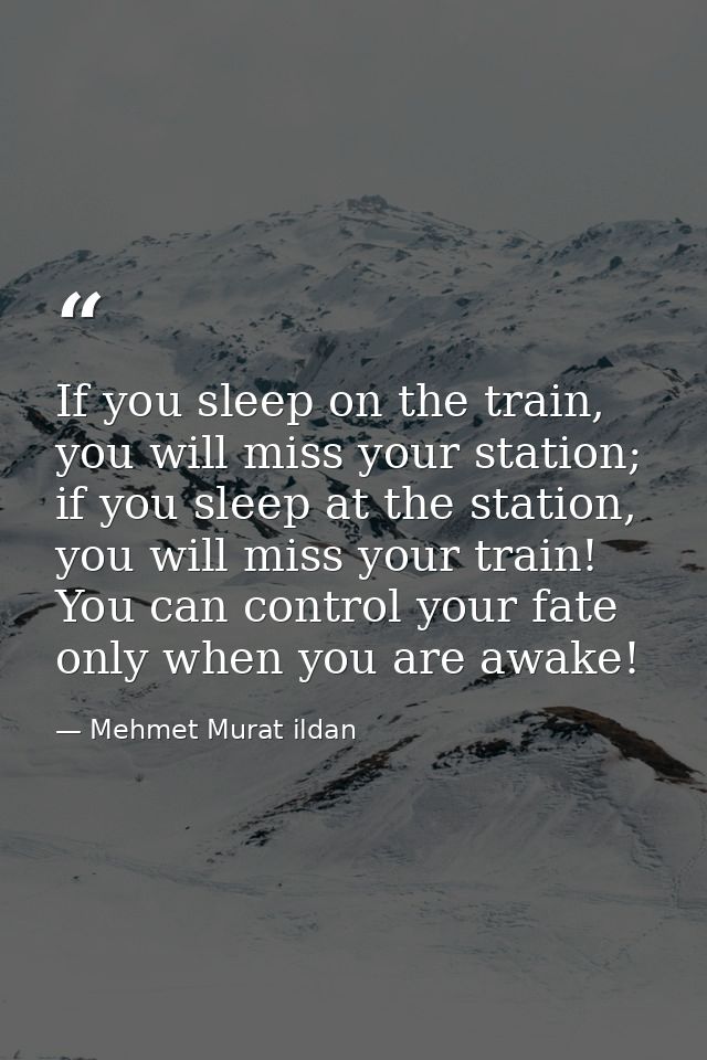 If you sleep on the train, you will miss your station; if you sleep at the station, you will miss your train! You can co — Mehmet Murat ildan