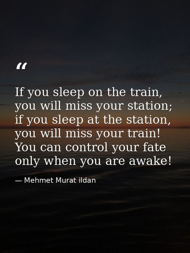 If you sleep on the train, you will miss your station; if you sleep at the station, you will miss your train! You can co — Mehmet Murat ildan