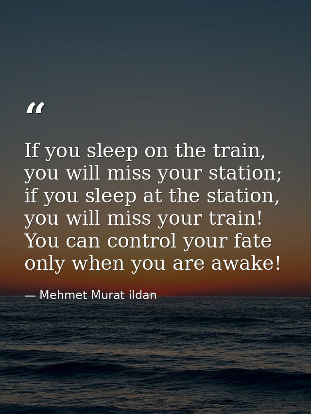 If you sleep on the train, you will miss your station; if you sleep at the station, you will miss your train! You can co — Mehmet Murat ildan