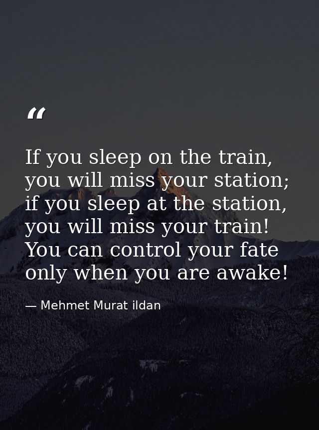 If you sleep on the train, you will miss your station; if you sleep at the station, you will miss your train! You can co — Mehmet Murat ildan