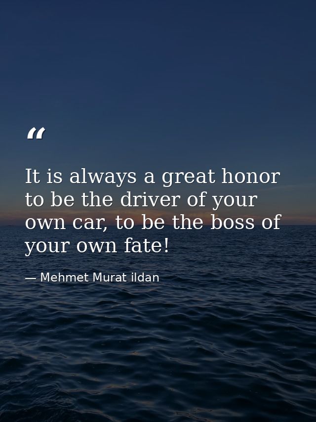 It is always a great honor to be the driver of your own car, to be the boss of your own fate! — Mehmet Murat ildan