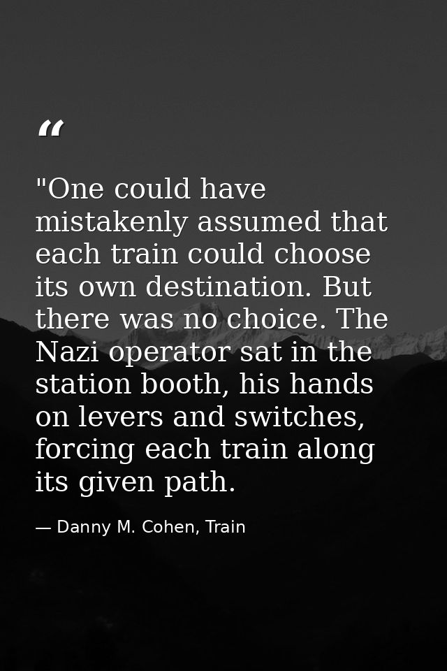​"One could have mistakenly assumed that each train could choose its own destination. But there was no choice. The Nazi  — Danny M. Cohen, Train
