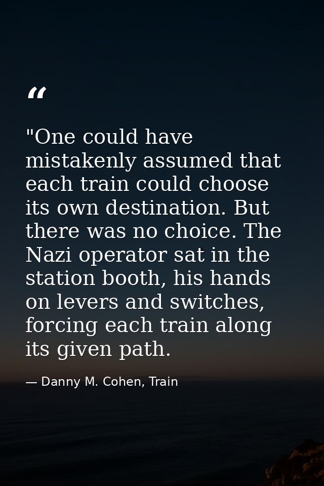 ​"One could have mistakenly assumed that each train could choose its own destination. But there was no choice. The Nazi  — Danny M. Cohen, Train