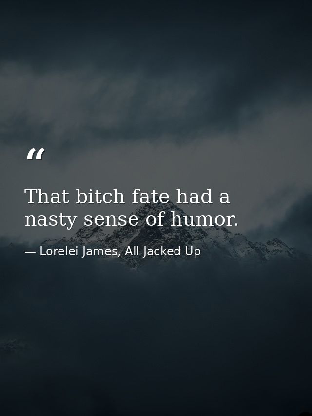 That bitch fate had a nasty sense of humor. — Lorelei James, All Jacked Up