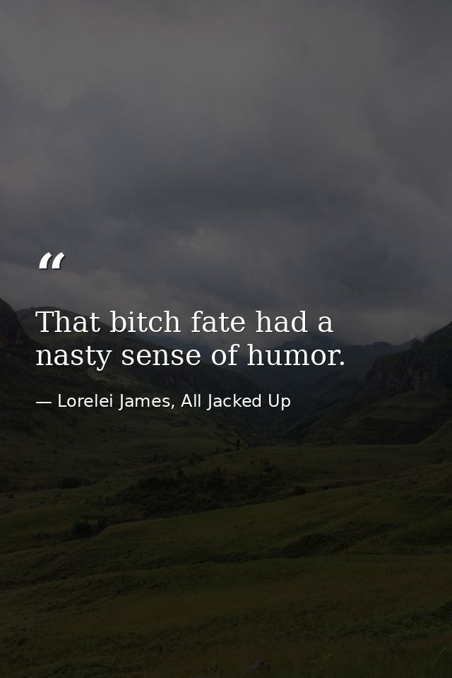 That bitch fate had a nasty sense of humor. — Lorelei James, All Jacked Up
