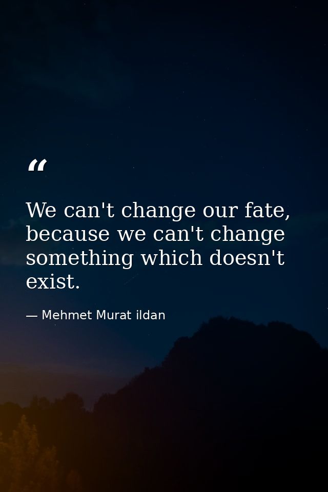 We can't change our fate, because we can't change something which doesn't exist. — Mehmet Murat ildan