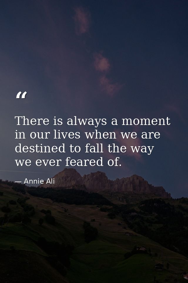 There is always a moment in our lives when we are destined to fall the way we ever feared of. — Annie Ali