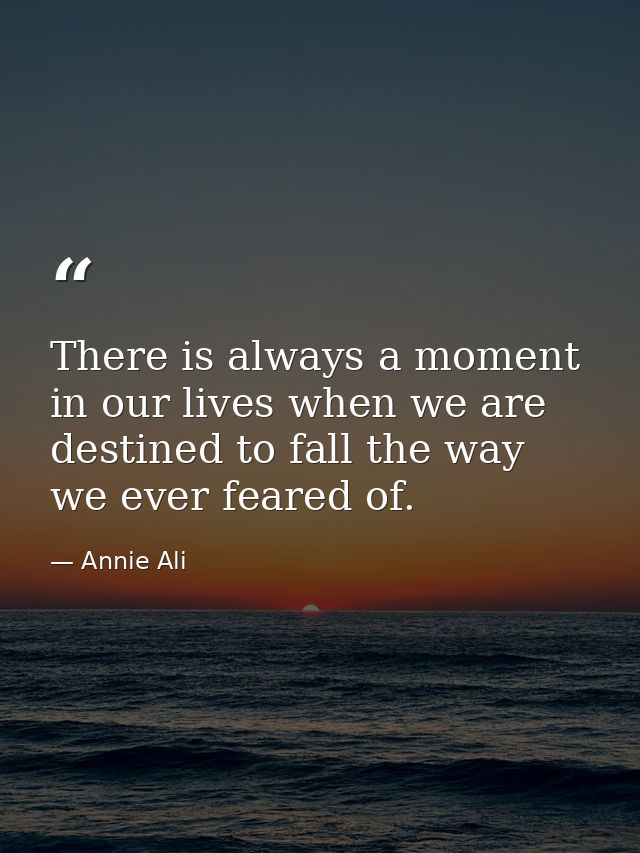 There is always a moment in our lives when we are destined to fall the way we ever feared of. — Annie Ali