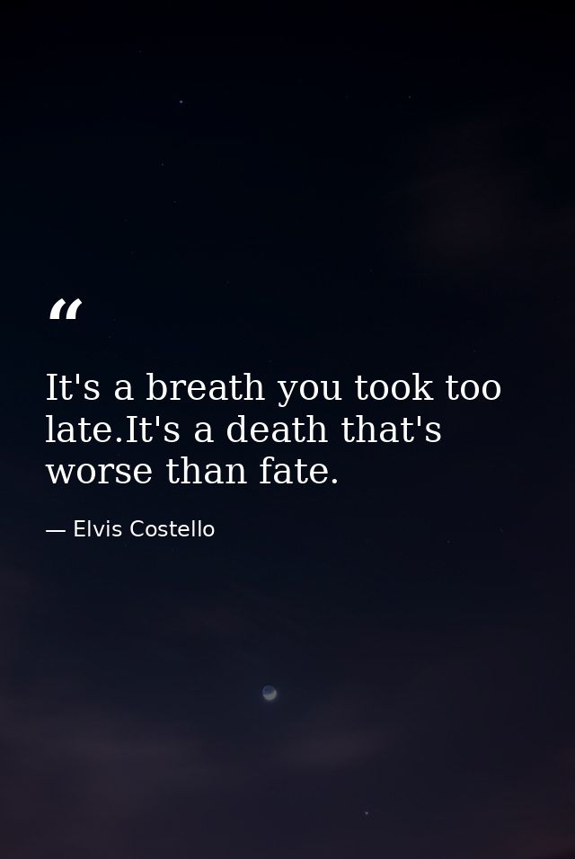 It's a breath you took too late.It's a death that's worse than fate. — Elvis Costello