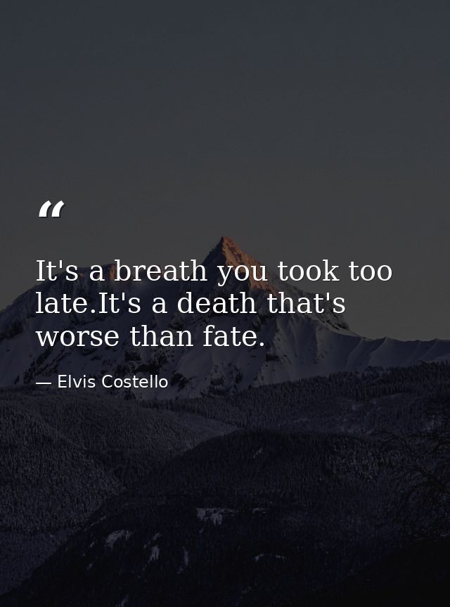 It's a breath you took too late.It's a death that's worse than fate. — Elvis Costello