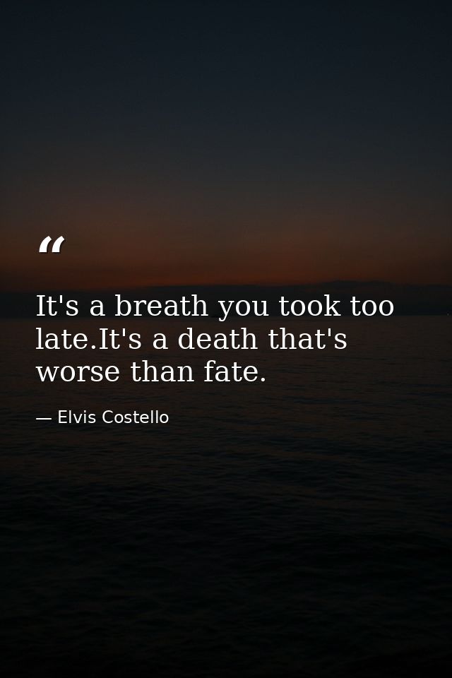 It's a breath you took too late.It's a death that's worse than fate. — Elvis Costello