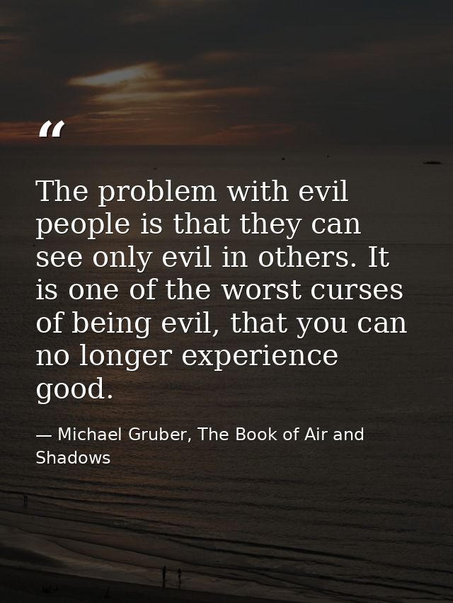 The problem with evil people is that they can see only evil in others. It is one of the worst curses of being evil, that — Michael Gruber, The Book of Air and Shadows