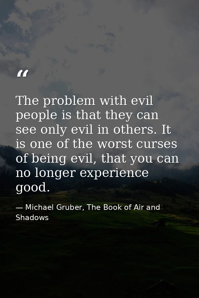 The problem with evil people is that they can see only evil in others. It is one of the worst curses of being evil, that — Michael Gruber, The Book of Air and Shadows