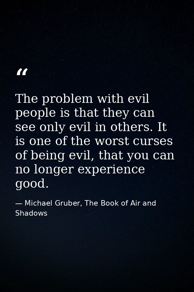 The problem with evil people is that they can see only evil in others. It is one of the worst curses of being evil, that — Michael Gruber, The Book of Air and Shadows