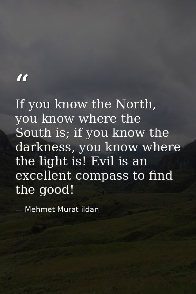 If you know the North, you know where the South is; if you know the darkness, you know where the light is! Evil is an ex — Mehmet Murat ildan