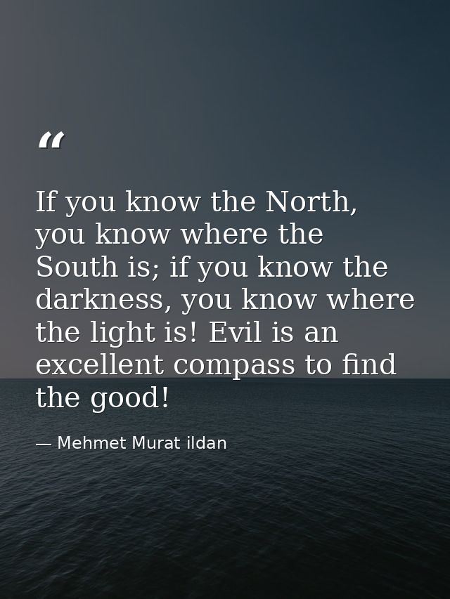 If you know the North, you know where the South is; if you know the darkness, you know where the light is! Evil is an ex — Mehmet Murat ildan