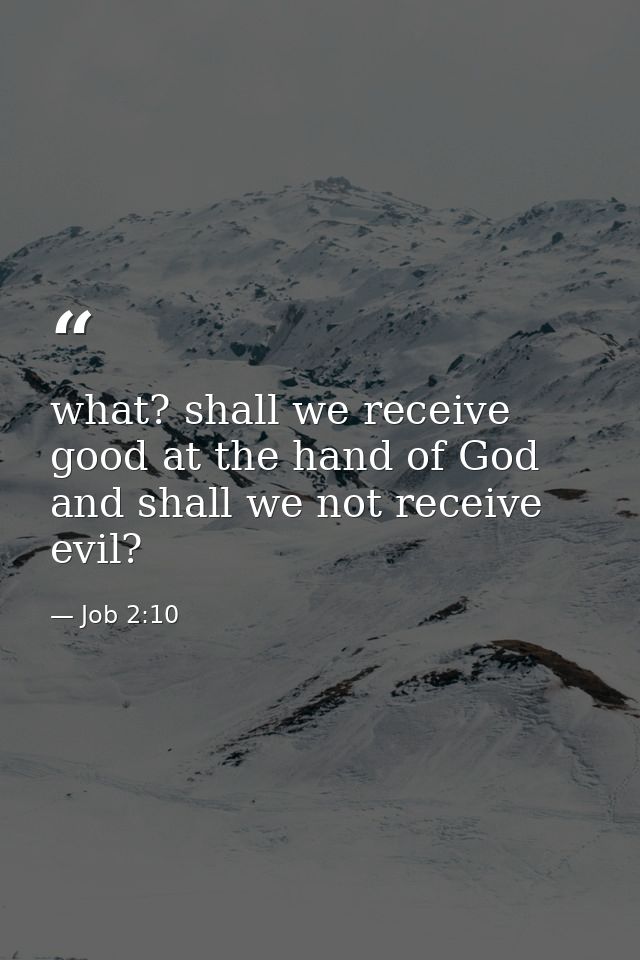 what? shall we receive good at the hand of God and shall we not receive evil? — Job 2:10