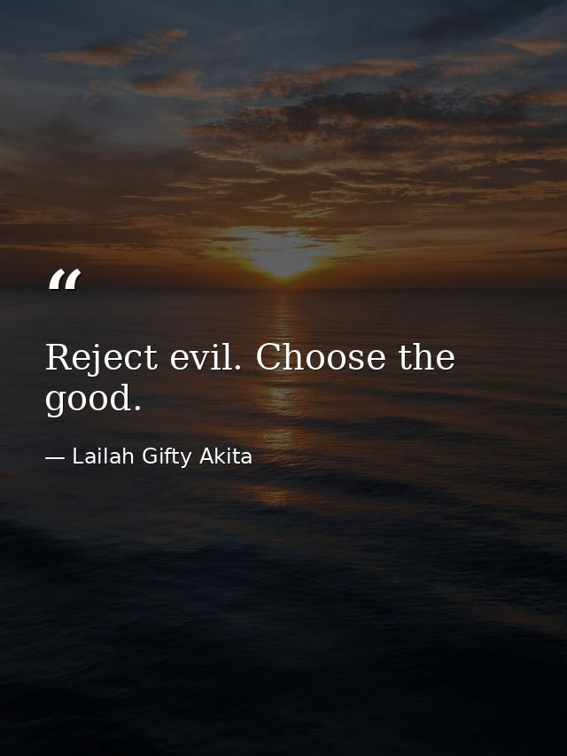 Reject evil. Choose the good. — Lailah Gifty Akita