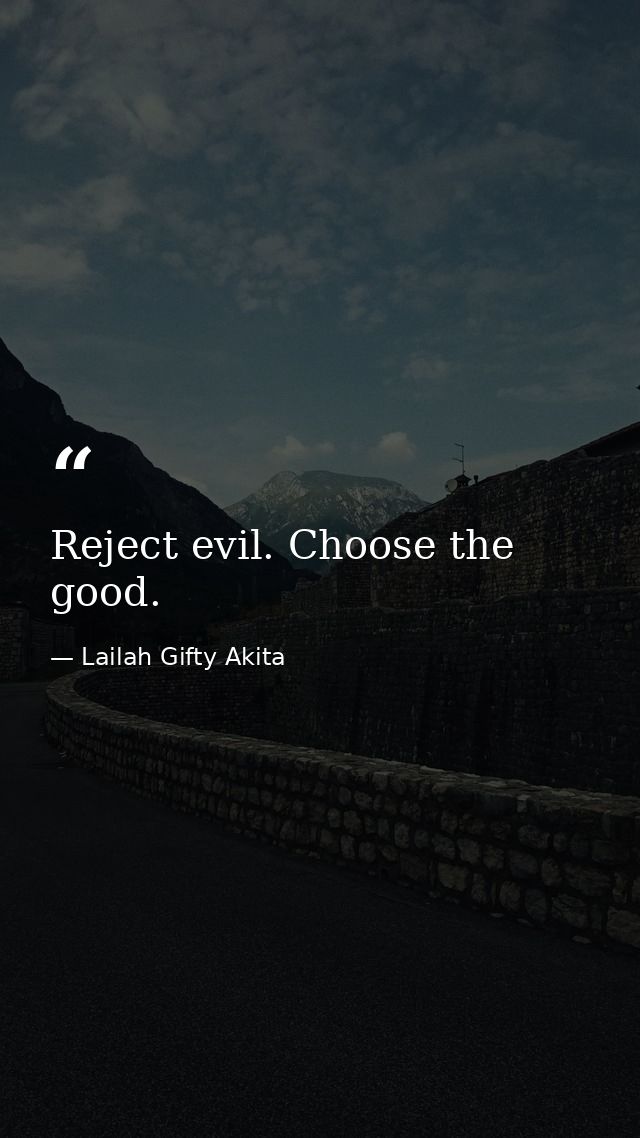 Reject evil. Choose the good. — Lailah Gifty Akita
