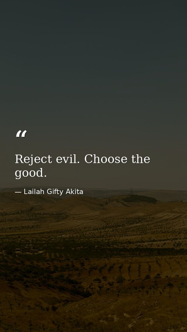 Reject evil. Choose the good. — Lailah Gifty Akita