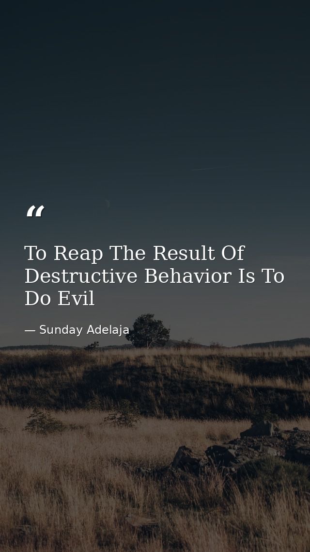 To Reap The Result Of Destructive Behavior Is To Do Evil — Sunday Adelaja