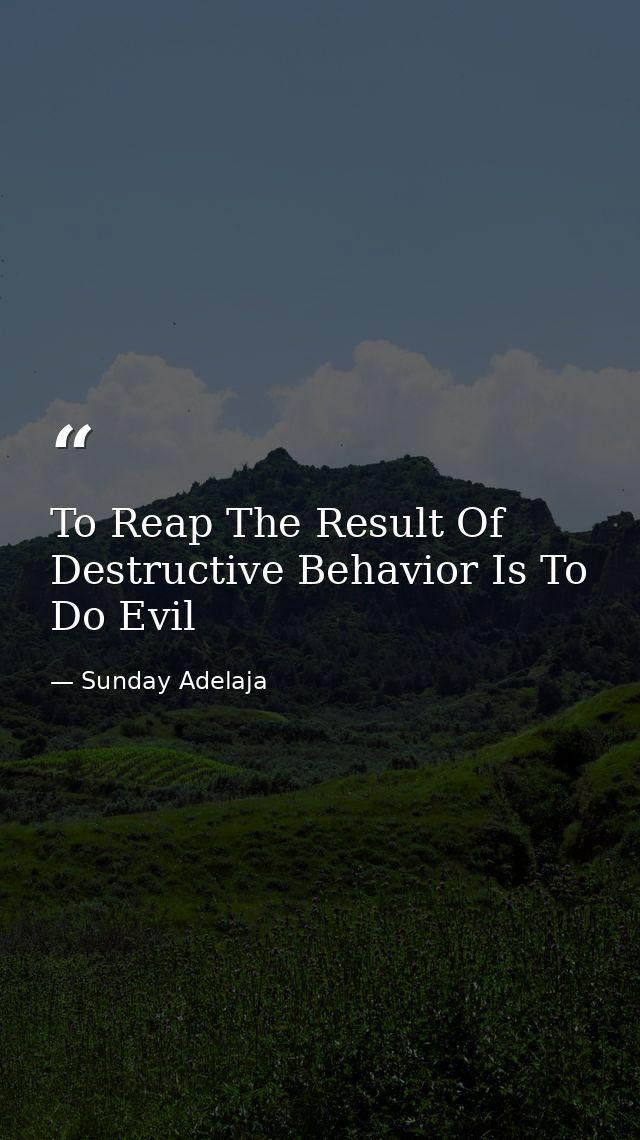 To Reap The Result Of Destructive Behavior Is To Do Evil — Sunday Adelaja