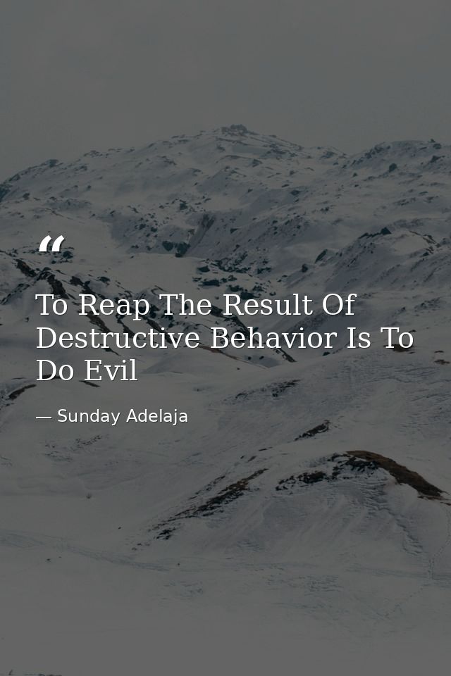 To Reap The Result Of Destructive Behavior Is To Do Evil — Sunday Adelaja