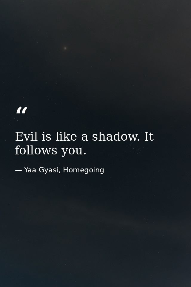 Evil is like a shadow. It follows you. — Yaa Gyasi, Homegoing